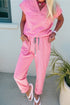 Relaxed V Neck Tee And Drawstring Pant Set