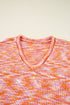 Relaxed V Neck Variegated Knit Pullover Sweater