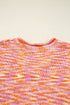 Relaxed V Neck Variegated Knit Pullover Sweater