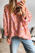 Relaxed V Neck Variegated Knit Pullover Sweater