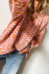 Relaxed V Neck Variegated Knit Pullover Sweater