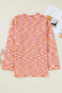 Relaxed V Neck Variegated Knit Pullover Sweater