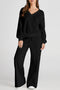 Relaxed V Neck Wide Leg Two Piece Set