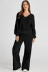 Relaxed V Neck Wide Leg Two Piece Set