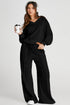 Relaxed V Neck Wide Leg Two Piece Set