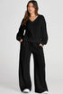Relaxed V Neck Wide Leg Two Piece Set