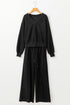 Relaxed V Neck Wide Leg Two Piece Set