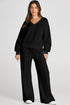 Relaxed V Neck Wide Leg Two Piece Set