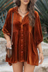 Relaxed Velvet Button Front Tiered Babydoll Dress