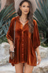 Relaxed Velvet Button Front Tiered Babydoll Dress