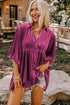 Relaxed Velvet Button Front Tiered Babydoll Dress
