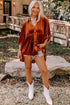 Relaxed Velvet Button Front Tiered Babydoll Dress
