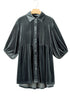 Relaxed Velvet Button Front Tiered Babydoll Dress