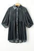 Relaxed Velvet Button Front Tiered Babydoll Dress