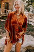 Relaxed Velvet Button Front Tiered Babydoll Dress