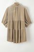 Relaxed Velvet Button Front Tiered Babydoll Dress