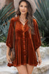 Relaxed Velvet Button Front Tiered Babydoll Dress