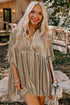 Relaxed Velvet Button Front Tiered Babydoll Dress