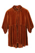 Relaxed Velvet Button Front Tiered Babydoll Dress