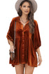 Relaxed Velvet Button Front Tiered Babydoll Dress