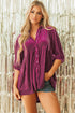 Relaxed Velvet Button Front Tiered Babydoll Dress