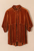 Relaxed Velvet Button Front Tiered Babydoll Dress
