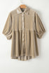 Relaxed Velvet Button Front Tiered Babydoll Dress