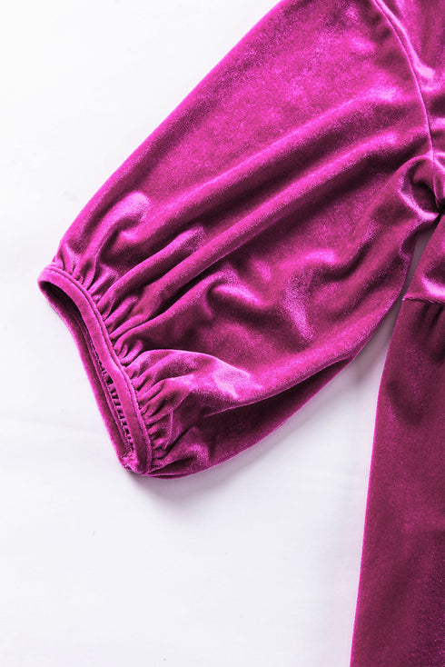 Relaxed Velvet Button Front Tiered Babydoll Dress