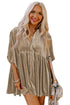 Relaxed Velvet Button Front Tiered Babydoll Dress