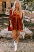 Relaxed Velvet Button Front Tiered Babydoll Dress