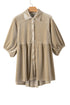 Relaxed Velvet Button Front Tiered Babydoll Dress
