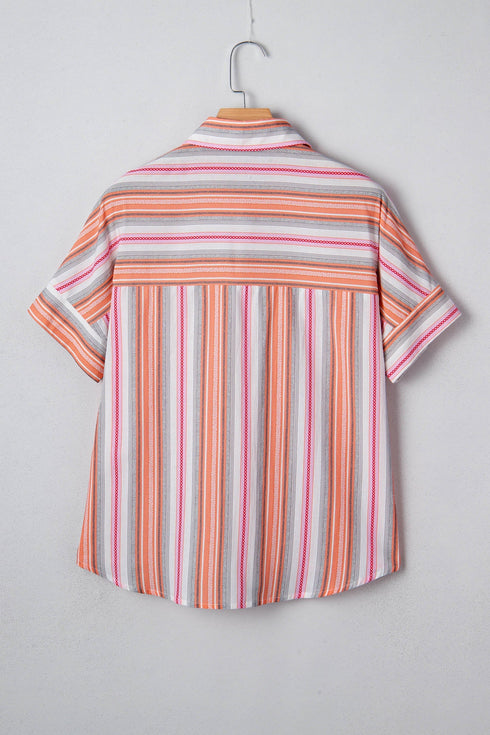 Relaxed Vertical Stripe Woven Button Down Shirt