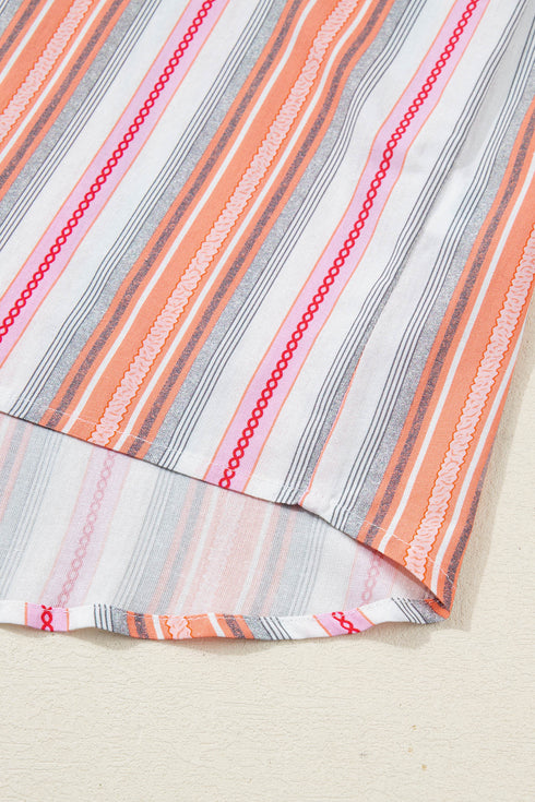 Relaxed Vertical Stripe Woven Button Down Shirt