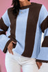 Relaxed Waffle Knit Block Stripe Pullover Sweater