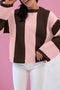 Relaxed Waffle Knit Block Stripe Pullover Sweater
