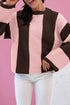 Relaxed Waffle Knit Block Stripe Pullover Sweater