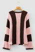 Relaxed Waffle Knit Block Stripe Pullover Sweater