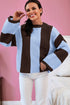 Relaxed Waffle Knit Block Stripe Pullover Sweater
