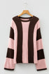 Relaxed Waffle Knit Block Stripe Pullover Sweater