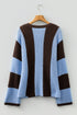 Relaxed Waffle Knit Block Stripe Pullover Sweater