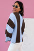 Relaxed Waffle Knit Block Stripe Pullover Sweater