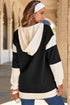 Relaxed Waffle Knit Button Front Hooded Cardigan