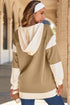 Relaxed Waffle Knit Button Front Hooded Cardigan