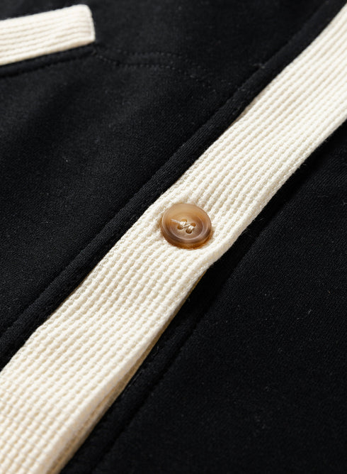 Relaxed Waffle Knit Button Front Hooded Cardigan