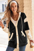 Relaxed Waffle Knit Button Front Hooded Cardigan