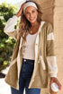 Relaxed Waffle Knit Button Front Hooded Cardigan