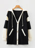 Relaxed Waffle Knit Button Front Hooded Cardigan