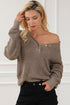 Relaxed Waffle Knit Button Front Long Sleeve Sweater