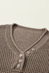 Relaxed Waffle Knit Button Front Long Sleeve Sweater
