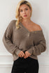 Relaxed Waffle Knit Button Front Long Sleeve Sweater